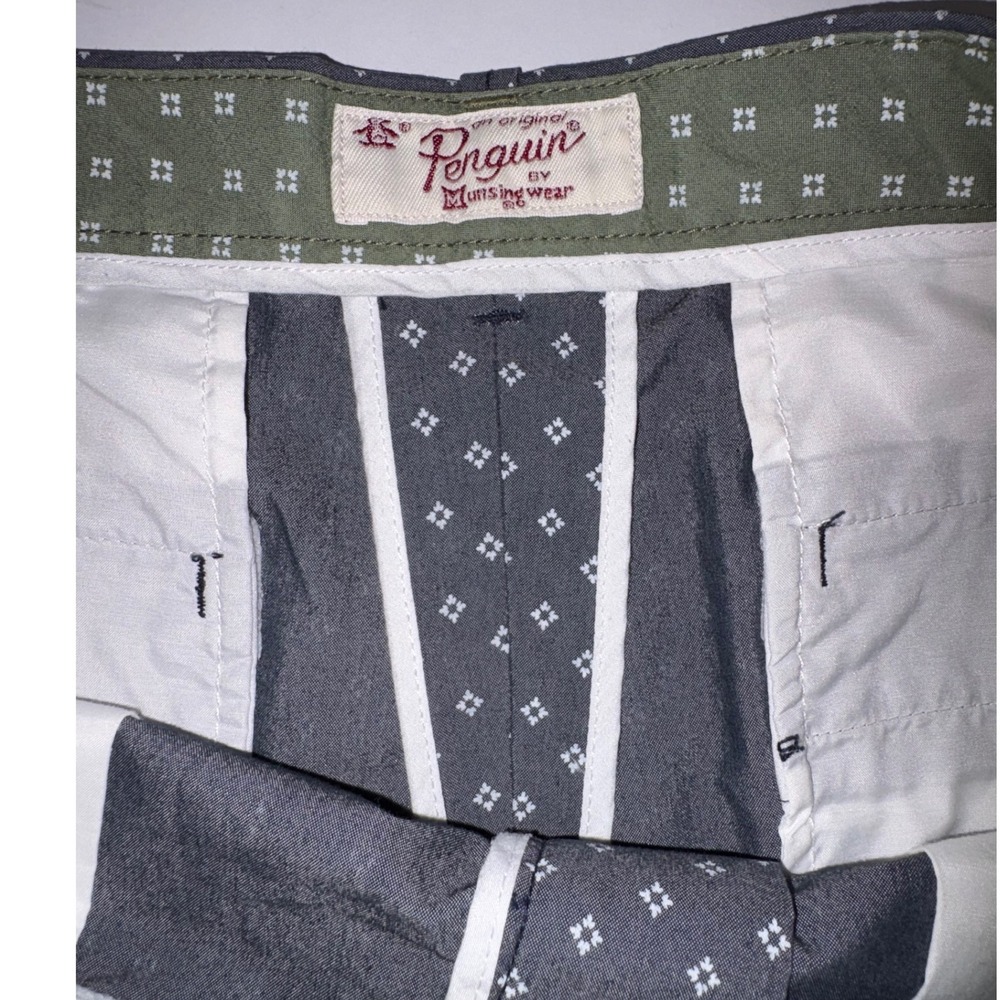Original Penguin Men's Geometric Print Shorts Size 34 Charcoal Green band Casual - Picture 3 of 6